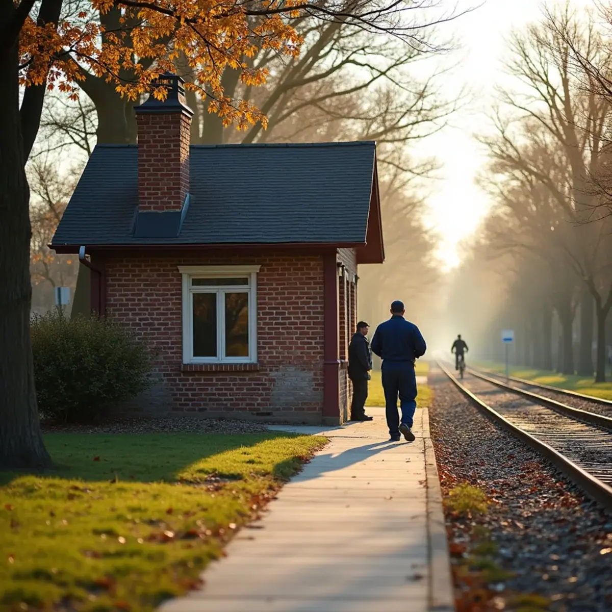 Small historic brick station building beside the tracks in Villa Park, IL, the town's original Ardmore stop